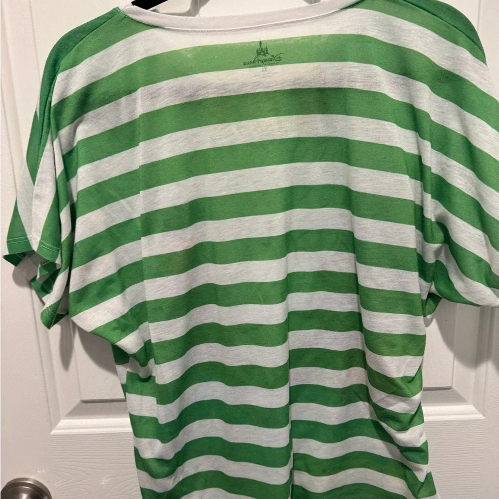 Disney Parks Green & White Striped Mickey and Minnie Graphic Vintage Tee Size XL - Picture 10 of 11